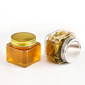 Vente en <span class=keywords><strong>gros</strong></span> 250 380 Pot de stockage de confiture de nourriture au miel en verre octogonal à grande bouche large de 500 ml Pot en verre de 16 oz avec couvercles dorés - Product Image 5