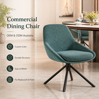 Chaise de salle à manger moderne pivotante en bouclette vert sarcelle profond, siège ergonomique, accoudoirs ergonomiques, base étoile de qualité commerciale, rotation 360° °   Hôtel Restaurant Café