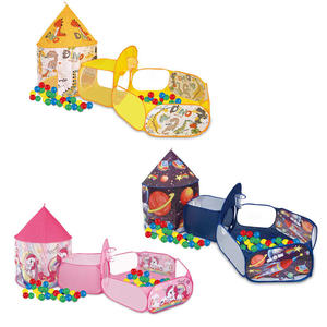 Tente Château 3-en-1 Pliable et Portable pour Enfants, Design Dinosaure, Espace et Licorne, avec Tunnel et Piscine à Balles, pour Intérieur et Extérieur - Product Image 1