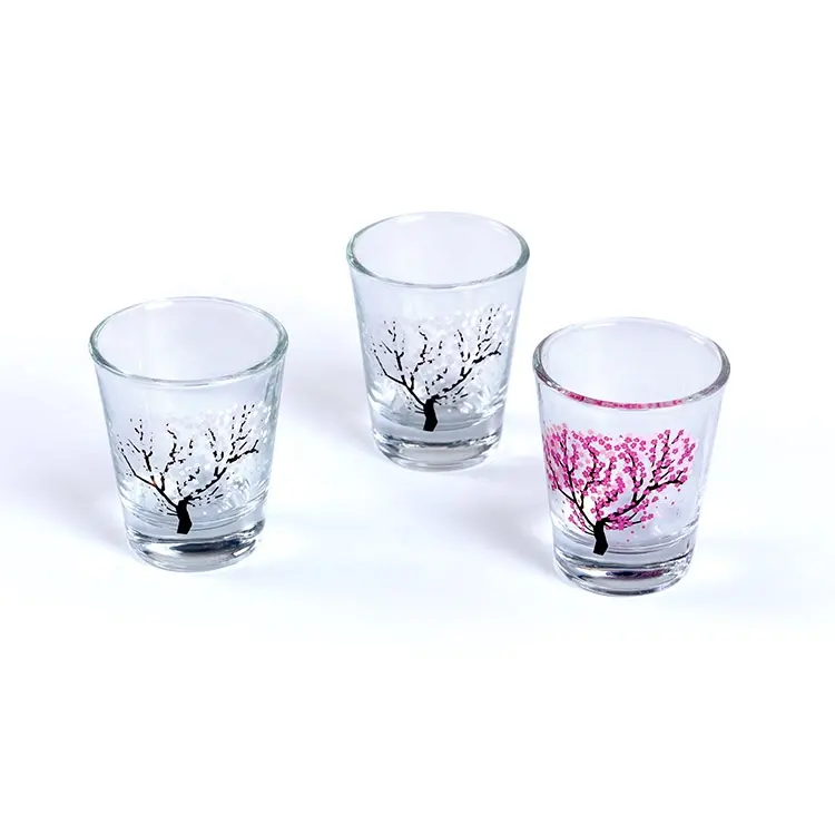 Stock 2oz Whiskey shot glass cold color changing flowers cup