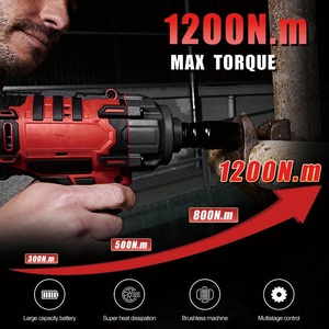 ประแจบลัชเลสไร้สาย 18V-21V แรงบิด 1100 นิวตันเมตร มอเตอร์ไร้แปรงถ่าน ระดับอุตสาหกรรม สำหรับงาน DIY ได้รับการรับรองมาตรฐาน GS ใช้แบตเตอรี่ลิเธียมไอออน - Product Image 2