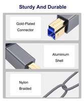 Cable de Impresora USB 3.0 Tipo-C Blindado de Alta Velocidad, de Aleación de Aluminio Ecológico, para Computadora y Discos Duros Externos