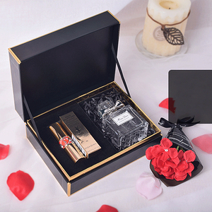 Custom luxury logo gold foil black clamshell lipstick set gift box sweets gift box for packaging