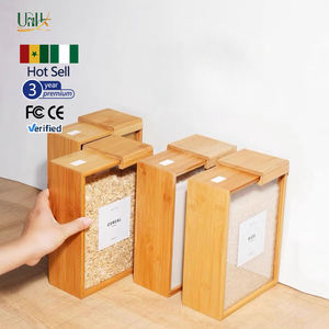 Simple <strong>Wooden</strong> Sliding Cover Moisture-Proof Space-Saving Kitchen <strong>Storage</strong> <strong>Box</strong> for Grains Cereals Coffee Beans &amp; Oatmeal - Product Image 5