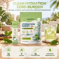 Mélange de boisson électrolytique hydratante naturelle et saine OEM ODM, saveur thé vert, poudre sans sucre avec 7 électrolytes et 5 vitamines