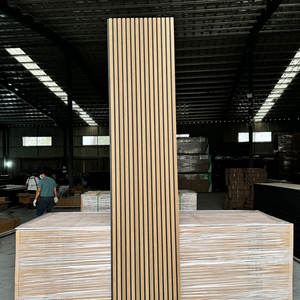 オーク材の壁パネル MDF 3Dスラット壁板 ポリエステル吸音パネル 家庭用 - Product Image 5