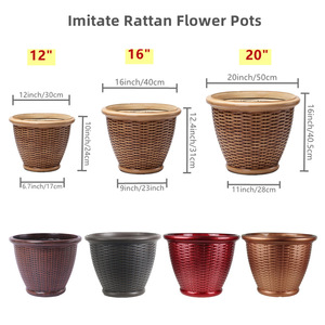 Pot de fleurs en plastique écologique avec trou de drainage pour usage domestique et extérieur, décoration de bureau rustique pour plantes potagères - Product Image 6