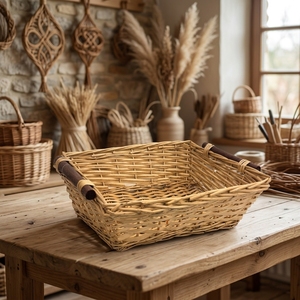 Petit panier en rotin naturel tressé pour œufs de Pâques, bonbons, cadeaux de Noël, ou rangement pour baby shower - Product Image 2