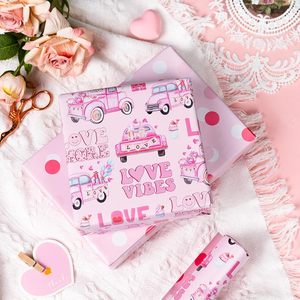 <b>Pink</b> Car Love Wrapping Paper Double Side 1.0 Square Feet Recyclable Gift <b>Wrap</b> For Valentine's Day Wedding Birthday - Product Image 6