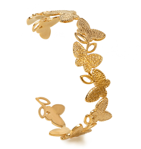 Bracelet jonc torsadé en forme de feuille, style punk, grand modèle pour femme, en acier inoxydable plaqué or 18 carats, idéal pour les occasions festives - Collection JUSTOP Designer Jewelry Fashion Luxury - Product Image 4