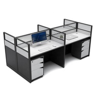 Meubles de bureau en gros d'usine, bureau d'hôpital, table de séparation de bureau, bureau d'ordinateur pour 4 personnes, personnel