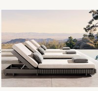 Ensemble de canapés modulaires en aluminium imperméable pour l'extérieur avec coussins confortables, chaise longue de jardin et table basse