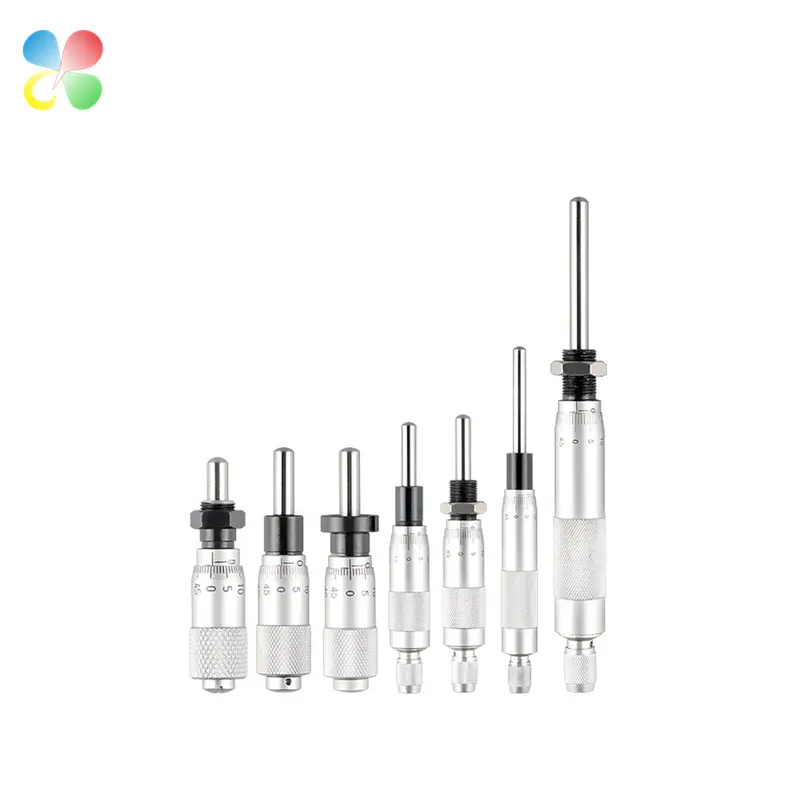 C K High Quality 0-6.5 mm 0.01 mm Round Needle Type Mini Metal Micrometer Head With Adjustment Knob Outside Micrometer Head