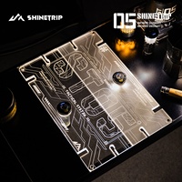 Table de camping ShineTrip série 05 Star Stack, mobilier d'extérieur, panneau acrylique translucide IGT, pliable, style noir.