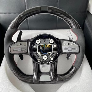 Volant en cuir personnalisé, carbone forgé, LED pour <span class=keywords><strong>Mercedes</strong></span> BENZ W213 C238 <span class=keywords><strong>GLE</strong></span> W167 C167 GLS GLC C254 <span class=keywords><strong>E53</strong></span> E63 <span class=keywords><strong>AMG</strong></span> - Product Image 4