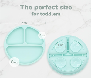 Vassoio in Silicone 100% WeeSprout per bambini piccoli lavastoviglie a microonde amichevole piastra di aspirazione coperchi Design diviso torta al cioccolato - Product Image 2