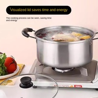 Ensemble moderne et pratique de trois pièces en acier inoxydable Pot à soupe binaural de style coréen Pot à lait en métal durable à poignée unique