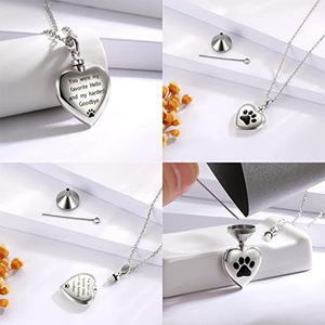 2023 mode baru kalung botol parfum berbentuk hati liontin foto cakar hewan peliharaan kalung liontin abu guci anjing untuk wanita - Product Image 4