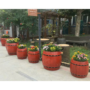 Molde plástico para Wood Grain Flower Bucket Pré-fabricado Jardim Concreto Decorativo Grande Plantador Flower Pot Moldes Plásticos para Venda - Product Image 5