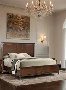 Transitional Style Adjustable Soft <b>Bed</b> 1pc <b>Queen</b> <b>Size</b> Dark Cherry Finish Panel Bedframe with Gold-Capped Legs - Product Image 5