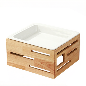 Exhibidor de Postres de Madera de Varios Niveles FLEY <span class=keywords><strong>para</strong></span> Catering de Hoteles, con Bandeja de Cerámica <span class=keywords><strong>para</strong></span> Decoración de Mesa en Bodas, <span class=keywords><strong>Banquetes</strong></span> y Fiestas - Product Image 2