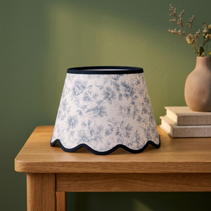 Luxury Linen Botanical Print <b>Lampshade</b> with Scalloped Wave Edge - Product Image 4