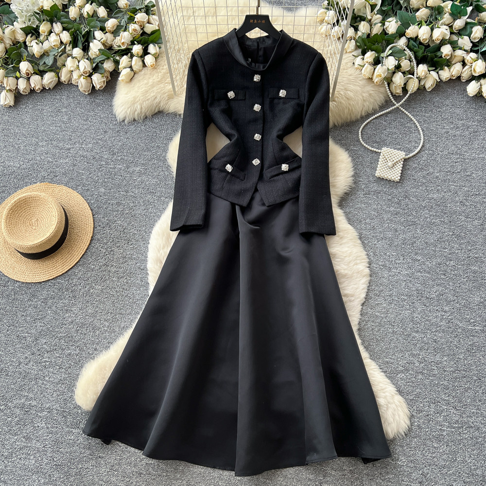 aston grey black dress shoes Audrey+Brooks 6806 Elegant Black Floral Dress – Mydressline main image 1