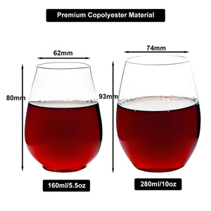 <span class=keywords><strong>Verre</strong></span> à vin sans pied en <span class=keywords><strong>plastique</strong></span> de qualité supérieure, résistant aux chocs, en copolyester, avec logo personnalisé, couleur et taille au choix - Product Image 2