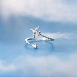 Anello Hisera S925 in Argento Elettroplaccato con Aeroplano, Stile Personalizzato, Design Versatile a Stella, Esportazione all'Ingrosso - Product Image 3