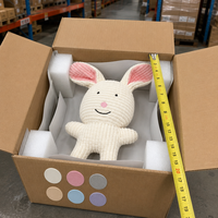 Jouet en peluche couineur lapin en velours côtelé OEM 14x27,5cm, animal en peluche avec visage brodé, en coton PP doux pour chats, chiens, bébés et enfants, cadeau