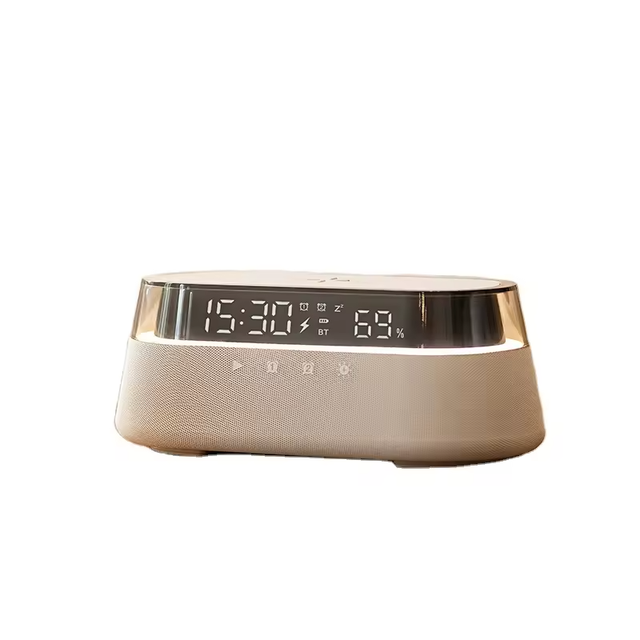 Premium Luxury Qi Bluetooth Speaker with RGB LED Clock for Music Ambiance & Alarm-Gift-Worthy 5-in-1