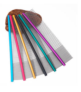 Peine de aseo para mascotas, peine de acero inoxidable galvanizado de doble cara para mascotas, peine de aseo para gatos y perros - Product Image 6