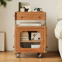 Table basse moderne en panneaux de bois avec rangement, table d'appoint portable et réglable pour la maison