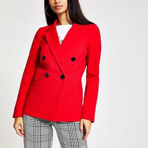 2019 2020 Custom Ladies Women Casual Suits Jacket Red Double Breasted Boyfriend blazer - Product Image 3