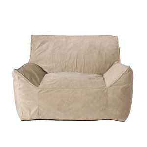 DB Allea Taupe Velveteen Bean Bag Juego de sofá Muebles modernos para sala de estar con reposabrazos Relleno de espuma - Product Image 2