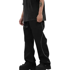 Custom High Quality Streetwear Cotton Baggy Nylon Track Pants Color Matching Baggy Trousers Men