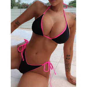 Costume da Bagno <span class=keywords><strong>Sexy</strong></span> a Due Pezzi per Donne 2022, <span class=keywords><strong>Bikini</strong></span> Triangolare Lucido per Ragazze - Product Image 1