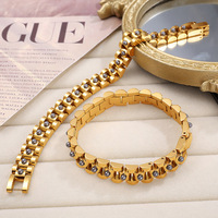 Nouveautés : Bracelet Chaîne de Montre en Acier Inoxydable avec Perles, Bracelets Géométriques Minimalistes Plaqué Or pour Femme, Idéal pour les Soirées