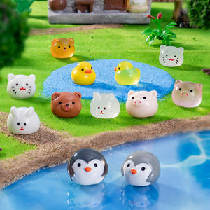 Figurines miniatures animales en boule : <span class=keywords><strong>Lapin</strong></span>, Canard, Ornements en résine phosphorescents, Accessoires décoratifs mignons en colle crème pour DIY - Product Image 2
