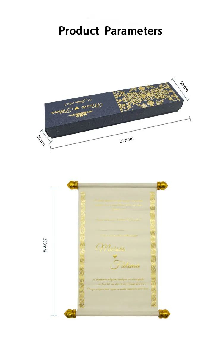 Nicro Creative Design königlicher Stil Goldfolie-prägung einzigartige Schachtel Wickel-Verpackungspapier Rolle Hochzeitseinladung Karten