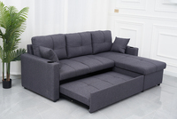 Sofá Cama Esquinero Multifuncional Moderno para Apartamento Pequeño Plegable Convertible en Cuero y Lino para Uso en Dormitorio y Sala de Estar