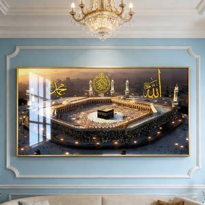 Pintura de Paisaje Arquitectónico Islámico Personalizada de Fábrica, Pintura de Porcelana de Cristal para Decoración del Hogar, Sala de Estar, Hotel, Arte de Pared LED - Product Image 4