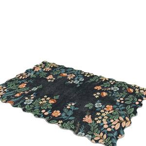 Alfombra de Entrada Rectangular de Terciopelo Cristal con Diseño Floral, Antideslizante, de Fibra de Poliéster, Resistente al Desgaste y Fácil de Limpiar - Product Image 1