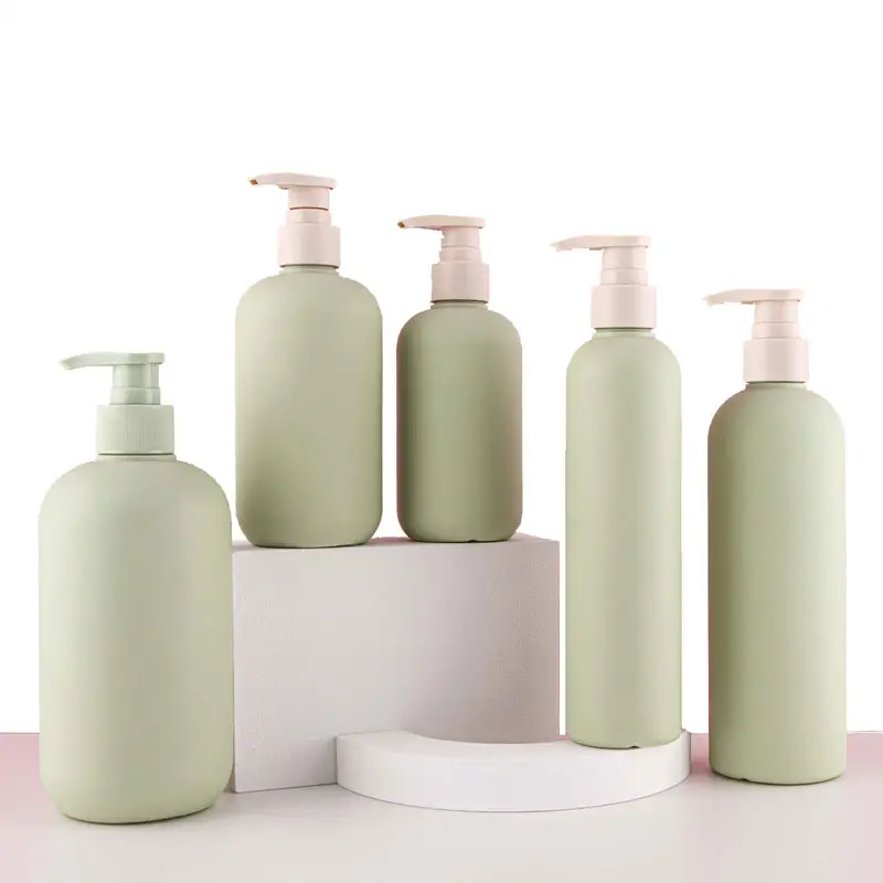 200ml 260ml 300ml 400ml 500ml HDPE shampoo and conditioner bottles cosmetic emulsion pump bottle green plastic shampoo bottles