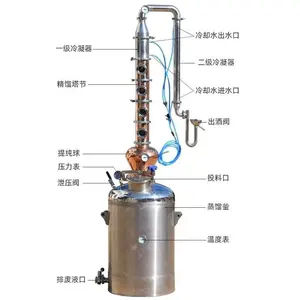 50l 100l Alcohol Distilleerderij Apparatuur Whisky Cognac Liquor Wijnstokerij Wodka Making Machine