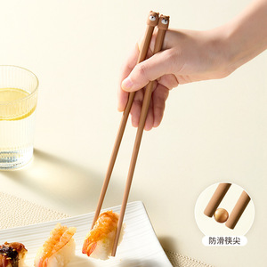 Palillos de dibujos animados LeMeng, paquete de 5 palillos redondos antideslizantes resistentes a altas temperaturas para uso individual, utensilios de servicio para el hogar - Product Image 5