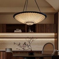 Candelabro LED redondo para restaurante japonés, lámpara colgante creativa de lujo nórdico francés, luz colgante para decoración del hogar interior