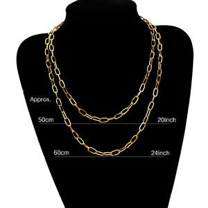 Minimalista Não Tarnish 4/5/6mm 18K Banhado A Ouro Aço Inoxidável Paperclip Cadeia Colar para Homens Mulheres - Product Image 3