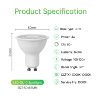 Ampoule LED GU10 Dimmable 120V Triac 4W 6W 7W avec Cache en Verre pour Projecteur Linéaire sur Rail – Marché Amérique du Nord