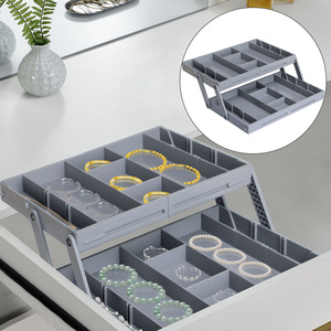 Organizador de cajones de maquillaje para joyería de tocador, bandeja de almacenamiento de 2/3 niveles, caja organizadora de herramientas de escritorio plegable ajustable extensible - Product Image 1